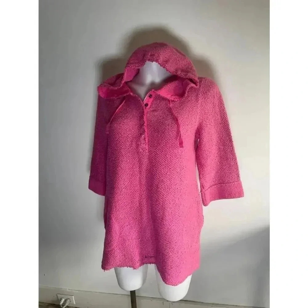 Women's Soft Surroundings Pink Textured‎ 3/4 Sleeve Pullover Sweater Small 0142